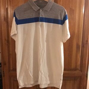 Mens American Eagle Size L - white/gray/blue Polo